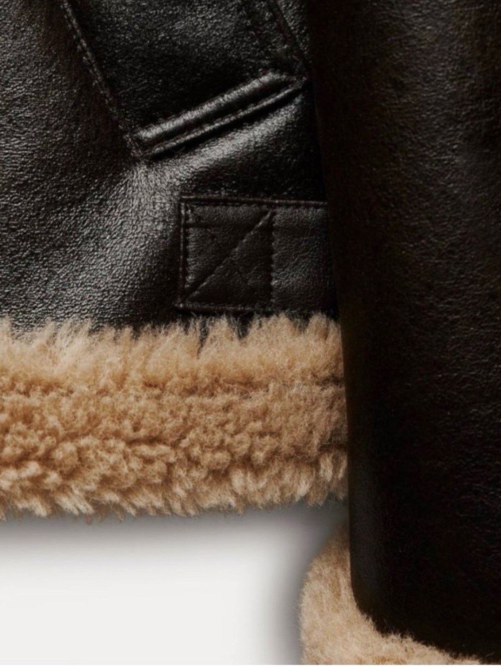Zara Faux Leather Shearling Aviator Jacket | XS | NWT - Picture 7 of 10
